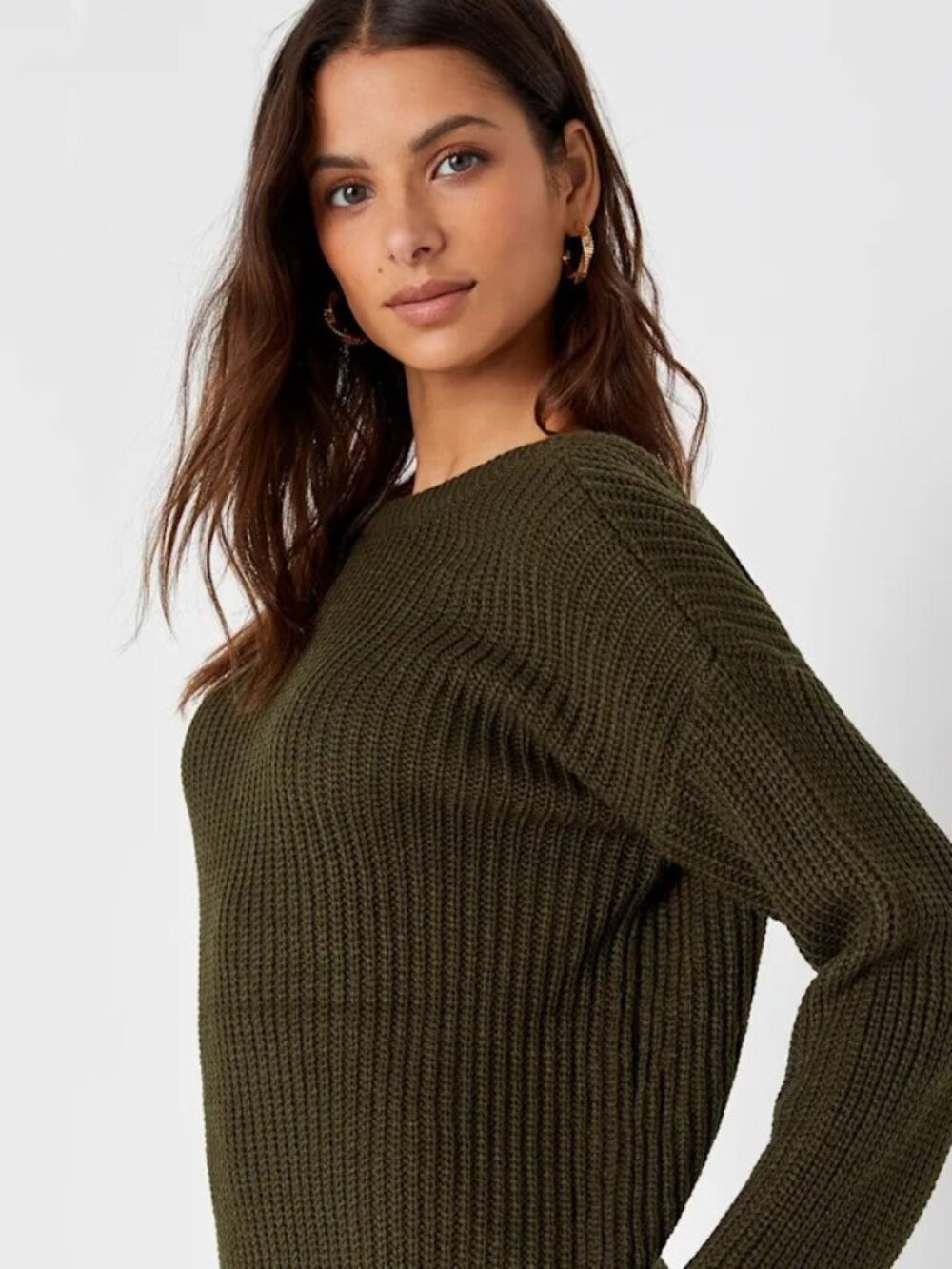 2/$30 Lulus Bringing Sexy Back Olive Green Backless Sweater Dress Small #A2983 - Picture 4 of 9